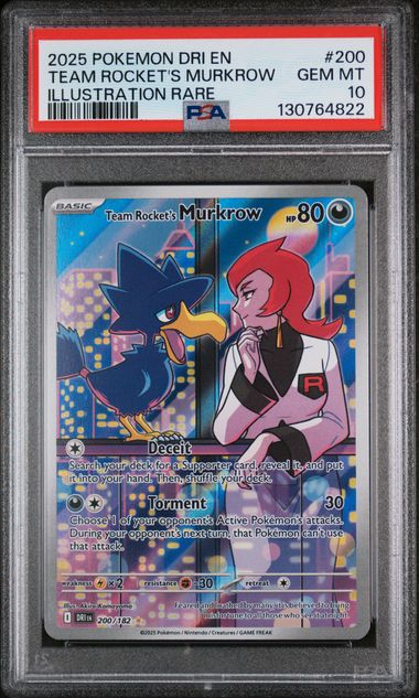 SV10 Destined Rivals  200/182 PSA 10 #130764822 Team Rocket's Murkrow  - Holofoil - Illustration Rare