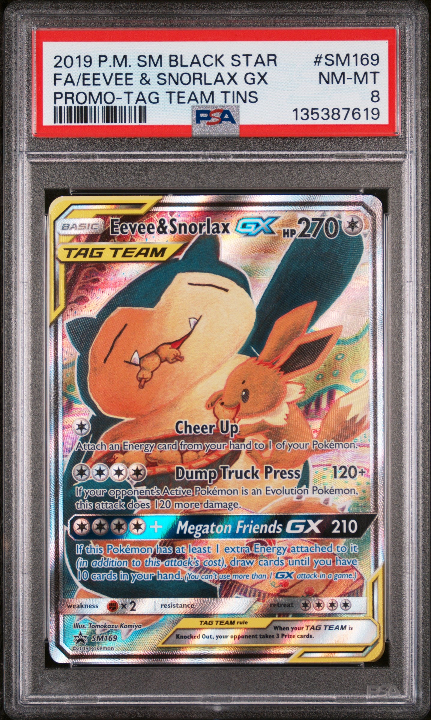 SM Promos  SM169 PSA 8 #135387619 Eevee & Snorlax GX  - Holofoil - Promo