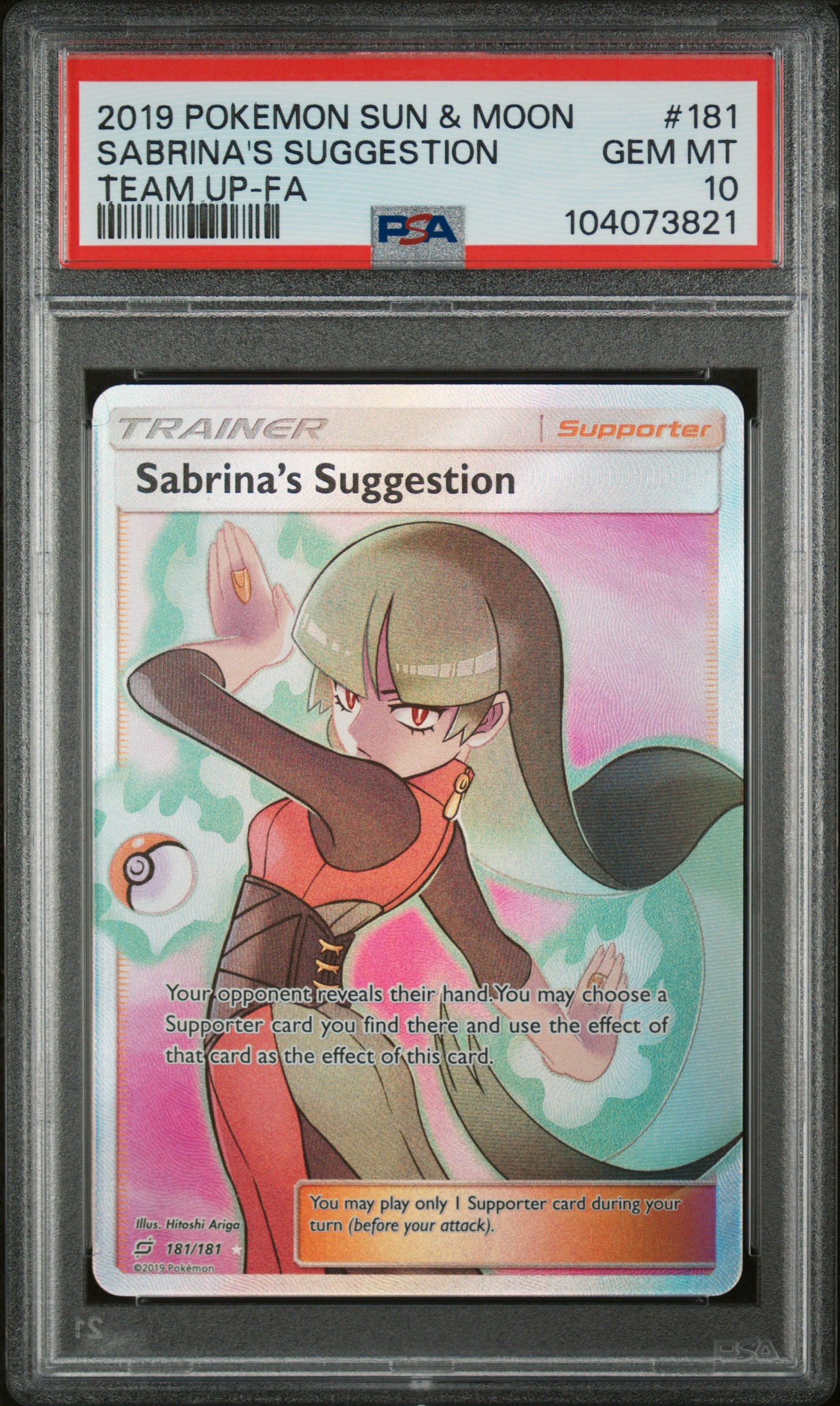 SM  Team Up  181/181 PSA10 #104073821 Sabrina's Suggestion (Full Art)  - Holofoil - Ultra Rare