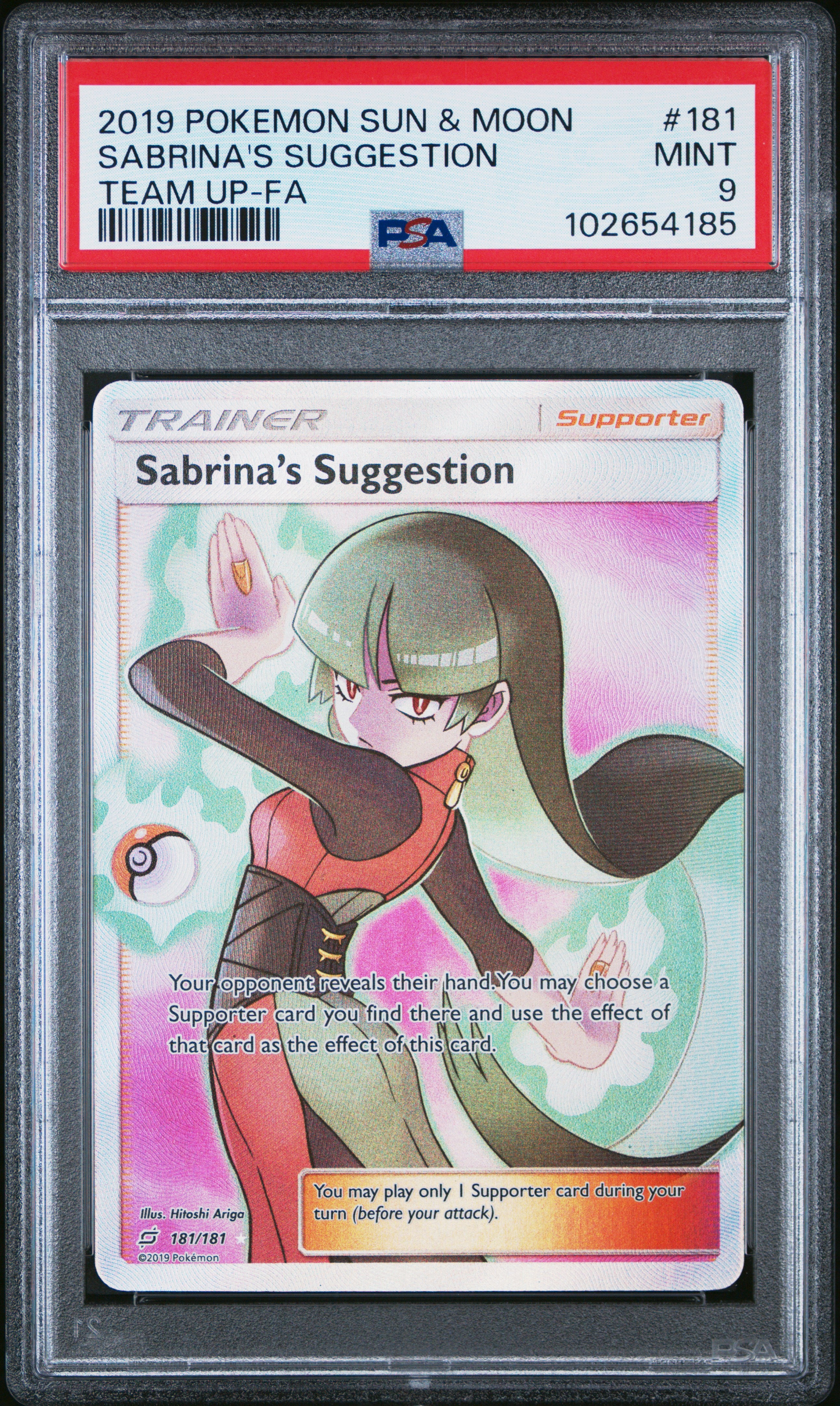 SM  Team Up  181/181 PSA9 #102654185 Sabrina's Suggestion (Full Art)  - Holofoil - Ultra Rare