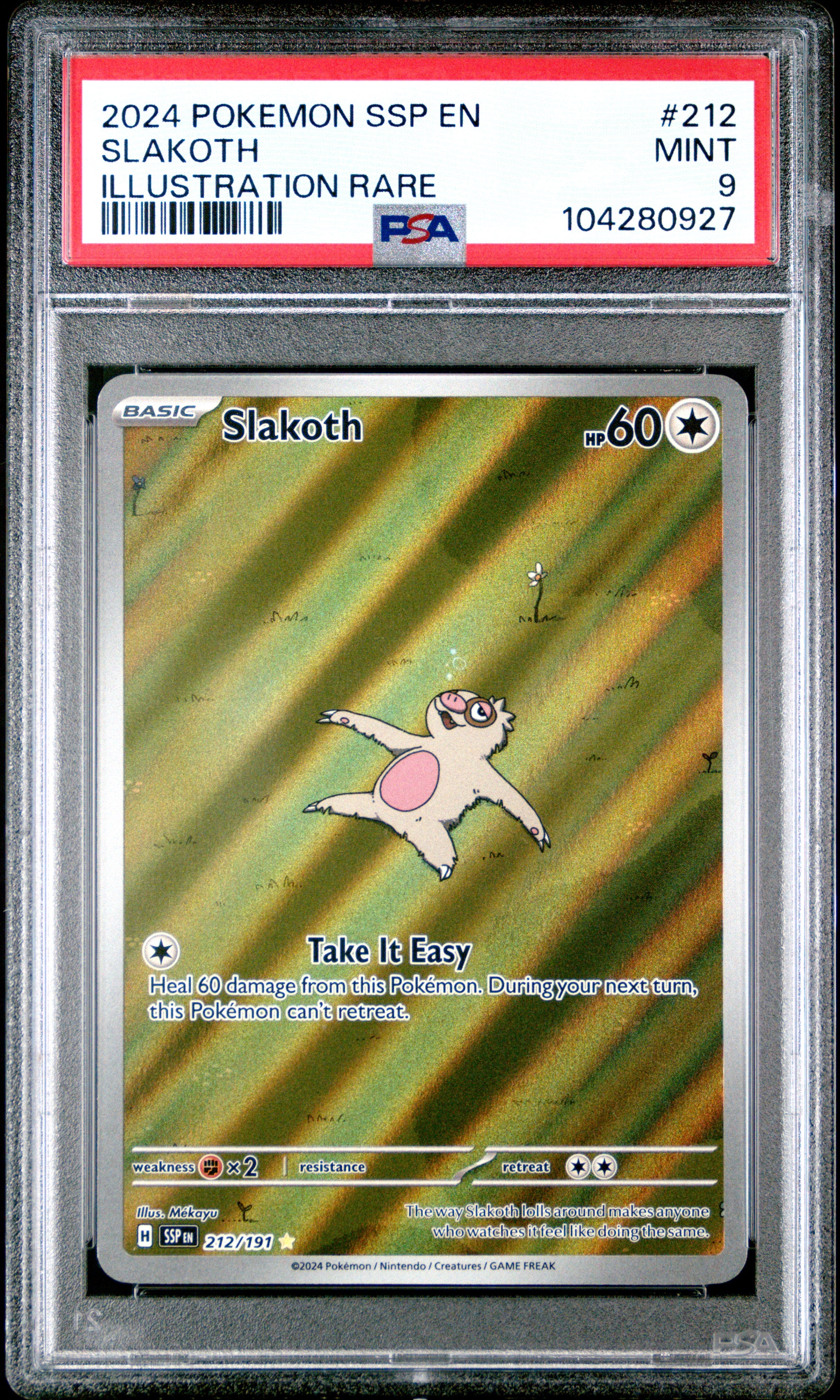 SV08 Surging Sparks  212/191 PSA9 #104280927 Slakoth  - Holofoil - Illustration Rare