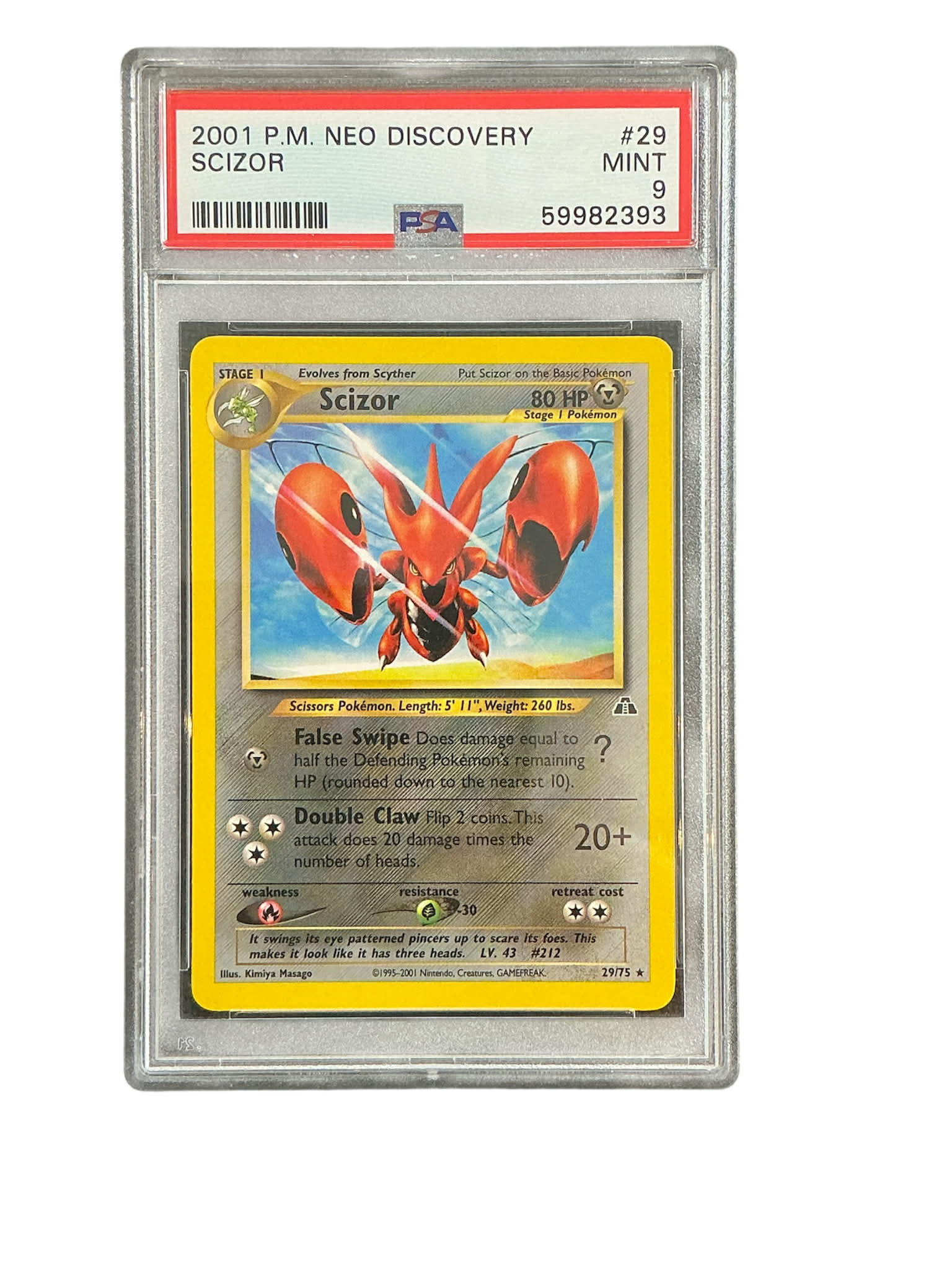Neo Discovery  029/75 PSA9 #59982393 Scizor (29)  - Unlimited - Rare