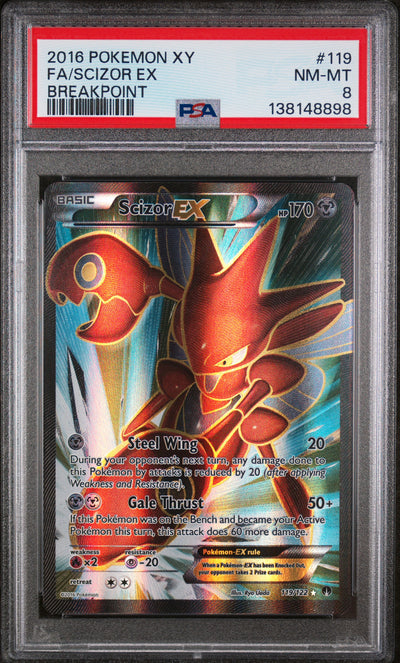 XY  BREAKpoint  119/122 PSA8 #138148898 Scizor EX (Full Art)  - Holofoil - Ultra Rare