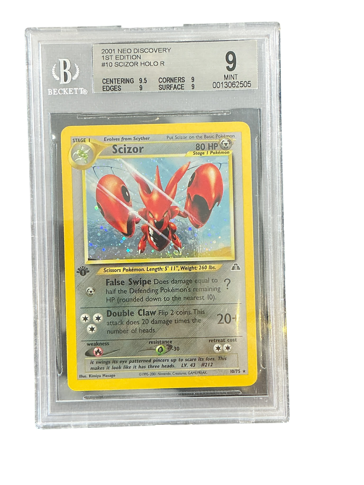 Neo Discovery  010/75 BGS9 #0013062505 Scizor (10)  - 1st Edition Holofoil - Holo Rare