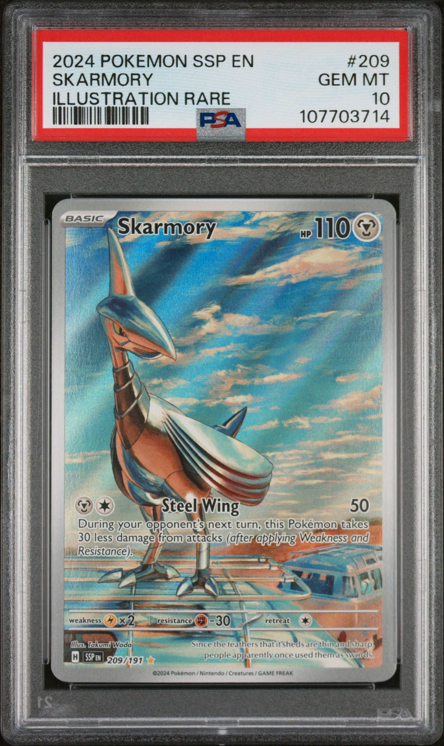 SV08 Surging Sparks  209/191 PSA10 #107703714 Skarmory  - Holofoil - Illustration Rare