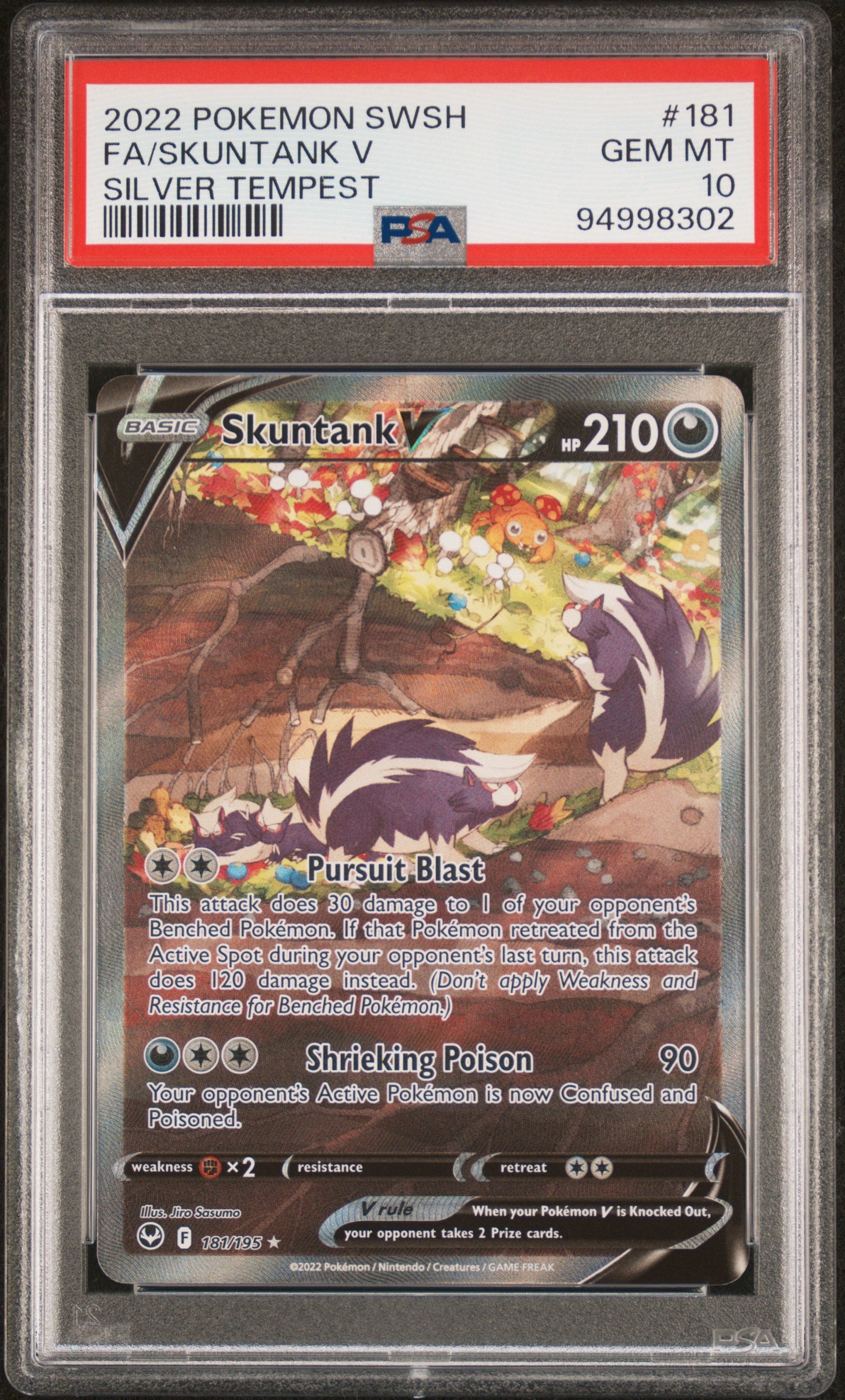 SWSH12 Silver Tempest  181/195 PSA10 #94998302 Skuntank V (Alternate Full Art)  - Holofoil - Ultra Rare