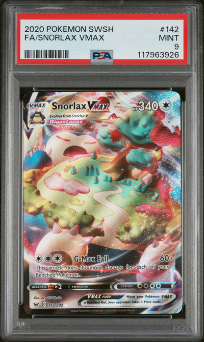 SWSH01 Sword & Shield Base Set  142/202 PSA9 #117963926 Snorlax VMAX  - Holofoil - Ultra Rare