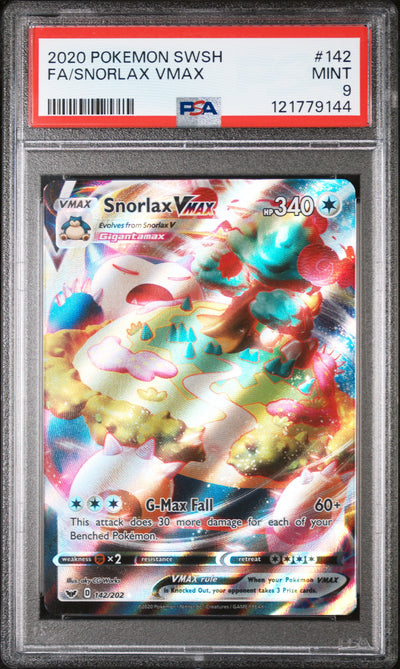 SWSH01 Sword & Shield Base Set  142/202 PSA9 #121779144 Snorlax VMAX  - Holofoil - Ultra Rare