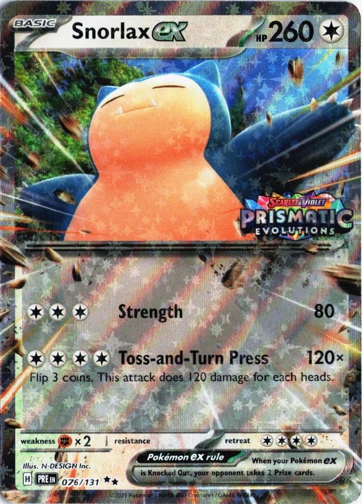 Miscellaneous Cards & Products  076 Snorlax ex (Prismatic Evolution Stamped)  - Holofoil - Double Rare