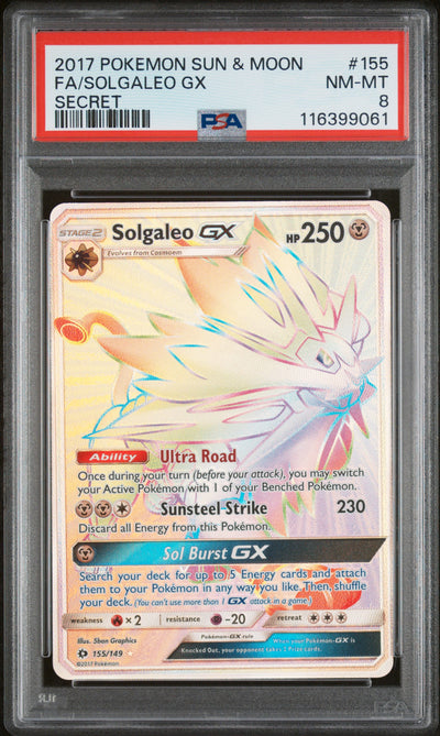 SM Base Set  155/149 PSA8 #116399061 Solgaleo GX (Secret)  - Holofoil - Secret Rare