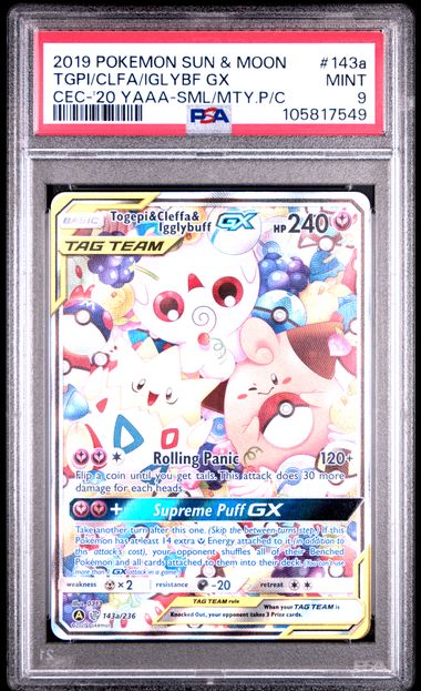 Alternate Art Promos  143a/236 PSA 9 #105817549  Togepi & Cleffa & Igglybuff GX  - Holofoil - Promo