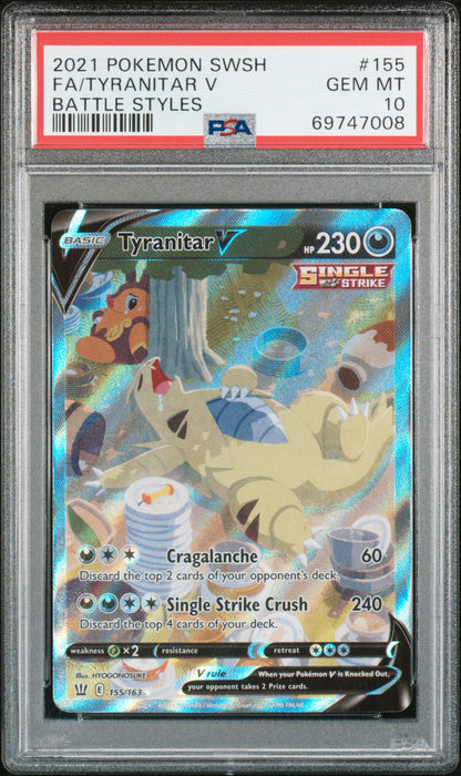 SWSH05 Battle Styles  155/163 PSA10 #69747008 Tyranitar V (Alternate Full Art)  - Holofoil - Ultra Rare