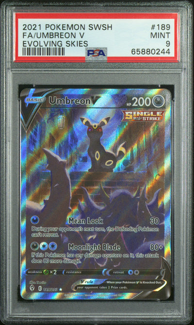 SWSH07 Evolving Skies  189/203 PSA9 #65880244 Umbreon V (Alternate Full Art)  - Holofoil - Ultra Rare