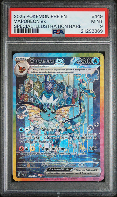 SV Prismatic Evolutions  149/131 PSA9 #121292869 Vaporeon ex  - Holofoil - Special Illustration Rare