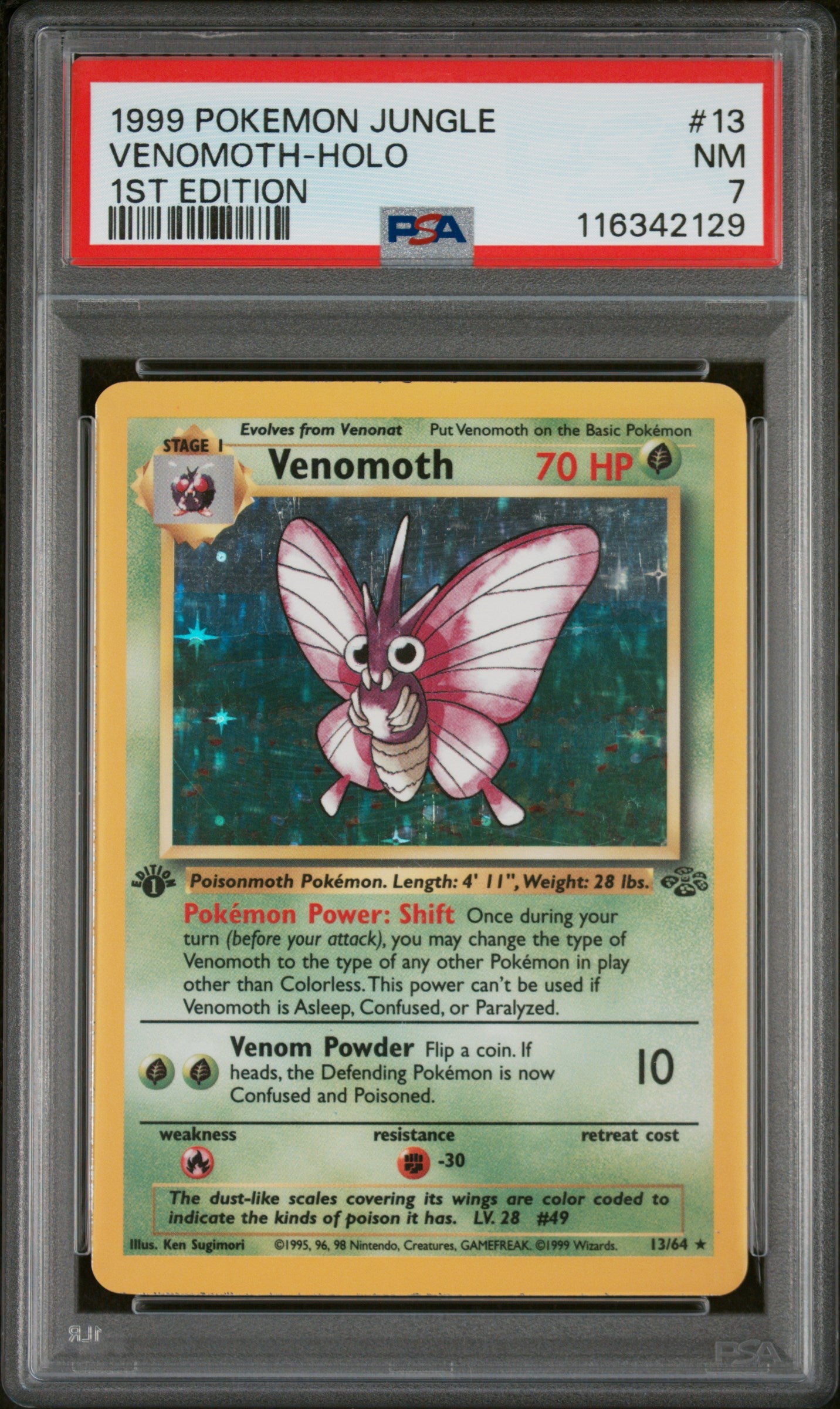 Jungle  013/64 PSA7 #116342129 Venomoth (13)  - 1st Edition Holofoil - Holo Rare
