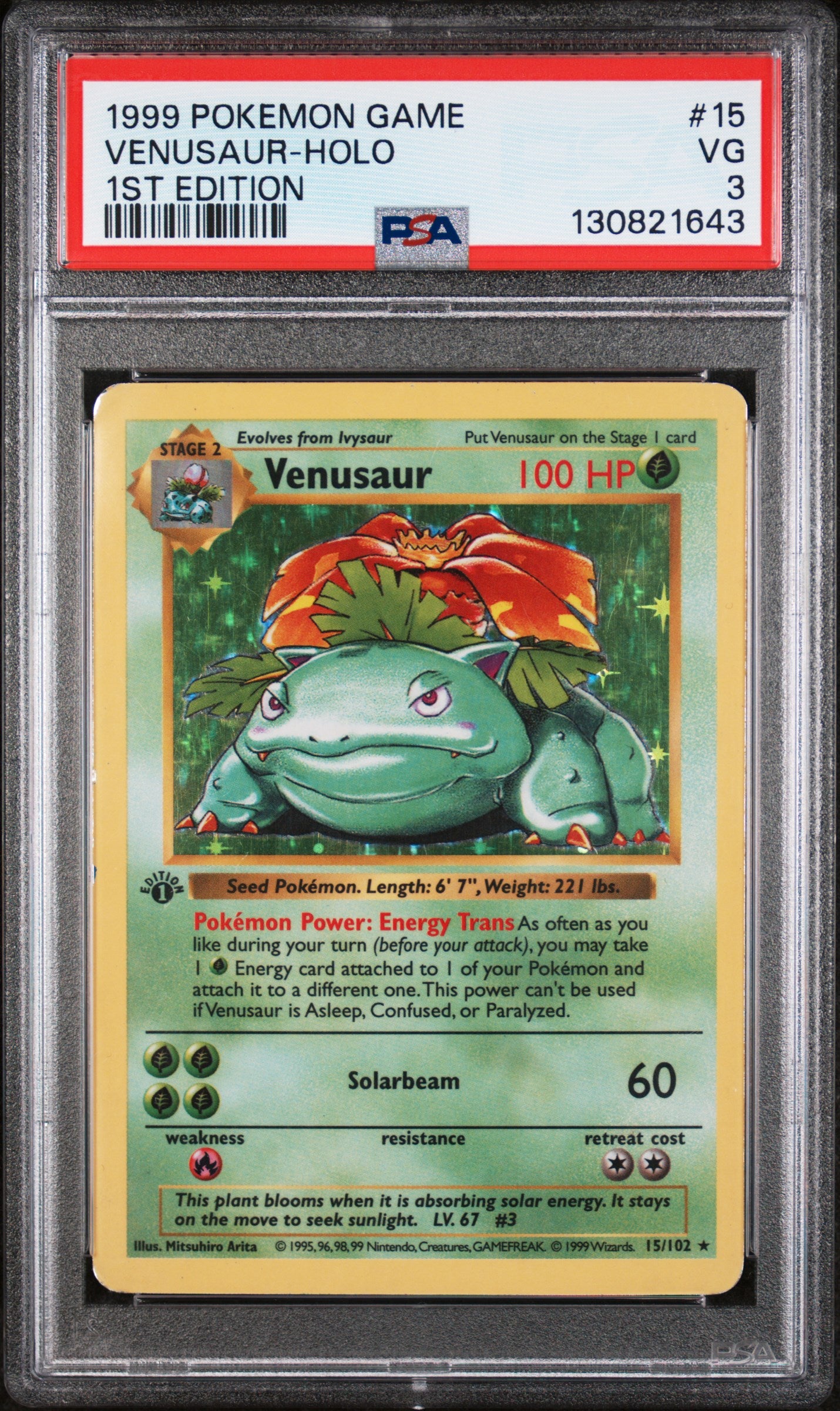 Base Set  015/102 PSA3 #130821643 Venusaur  - Holofoil - Holo Rare