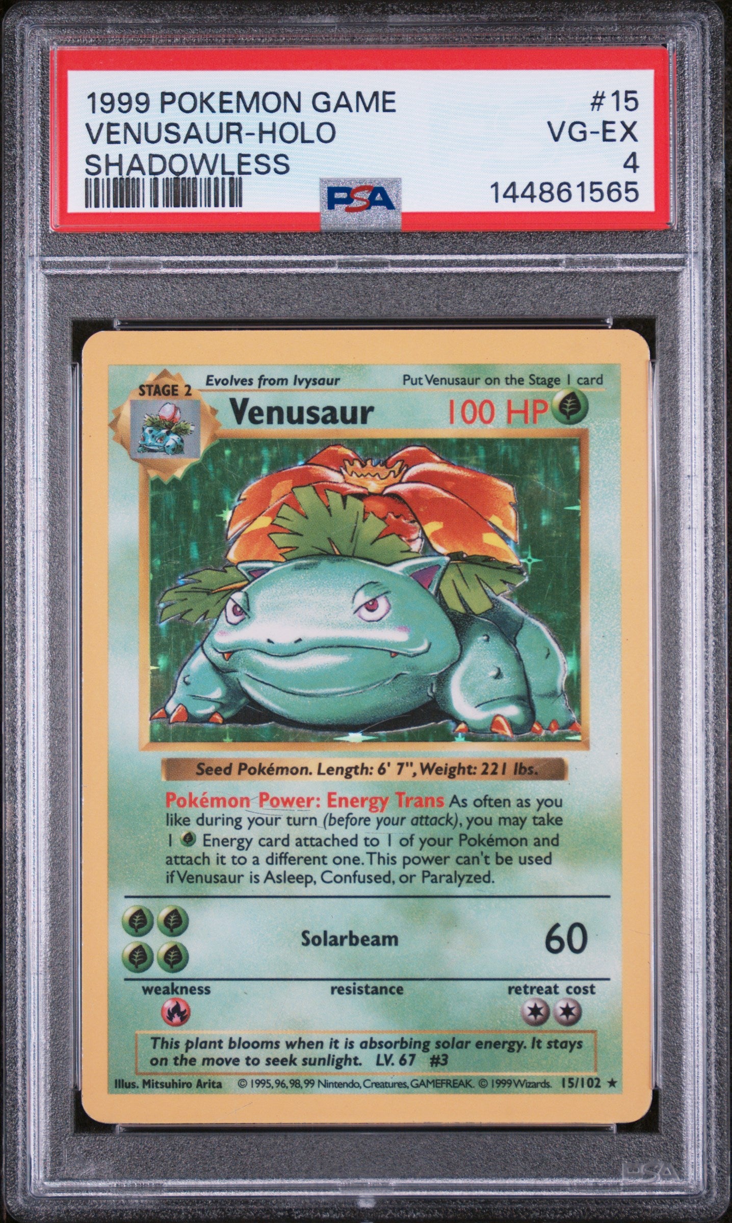Base Set Shadowless  015/102 PSA4 #144861565 Venusaur  - Unlimited Holofoil - Holo Rare