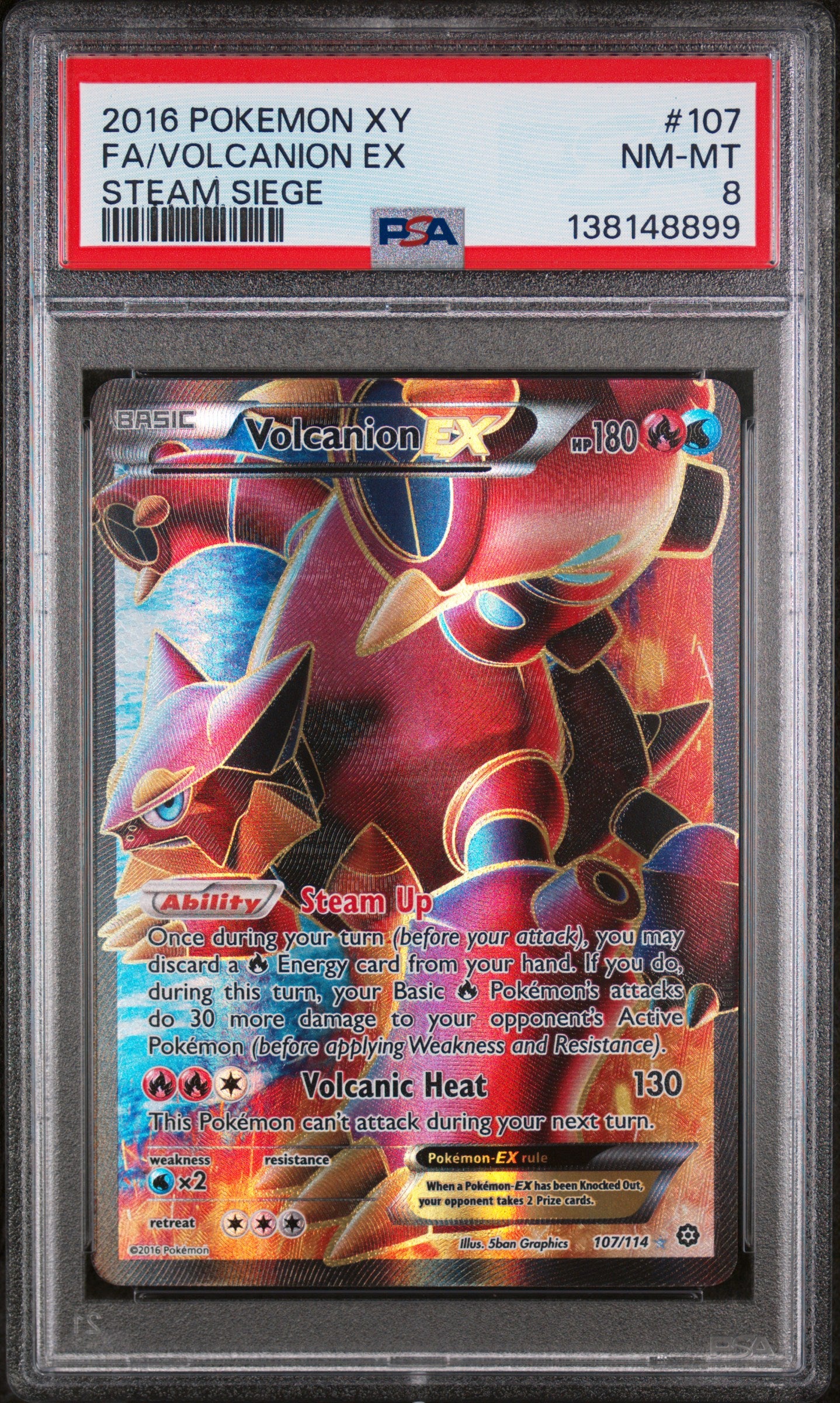 XY  Steam Siege  107/114 PSA8 #138148899 Volcanion EX (Full Art)  - Holofoil - Ultra Rare