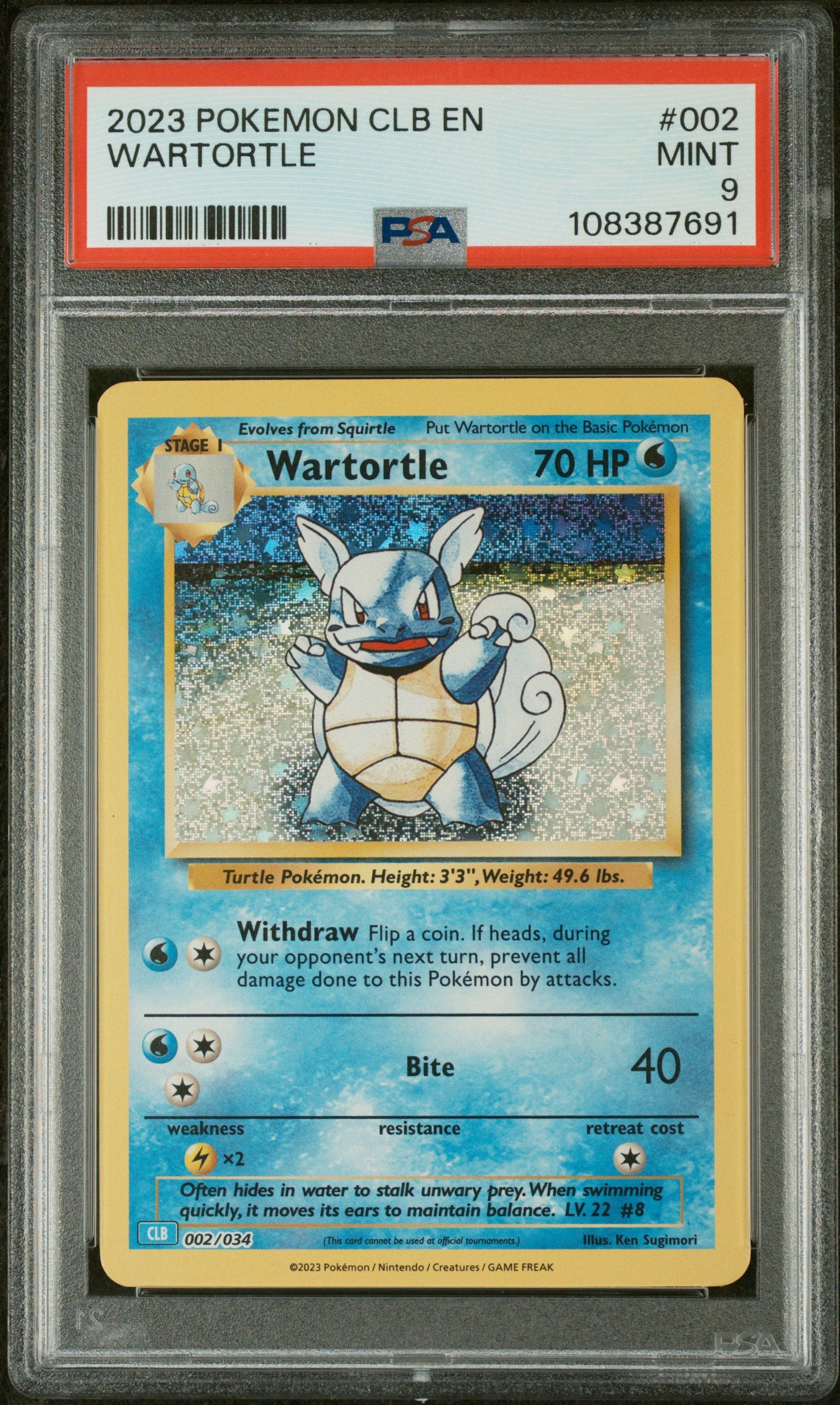 Trading Card Game Classic  002/034 PSA9 #108387691 Wartortle  - Holofoil - Classic Collection