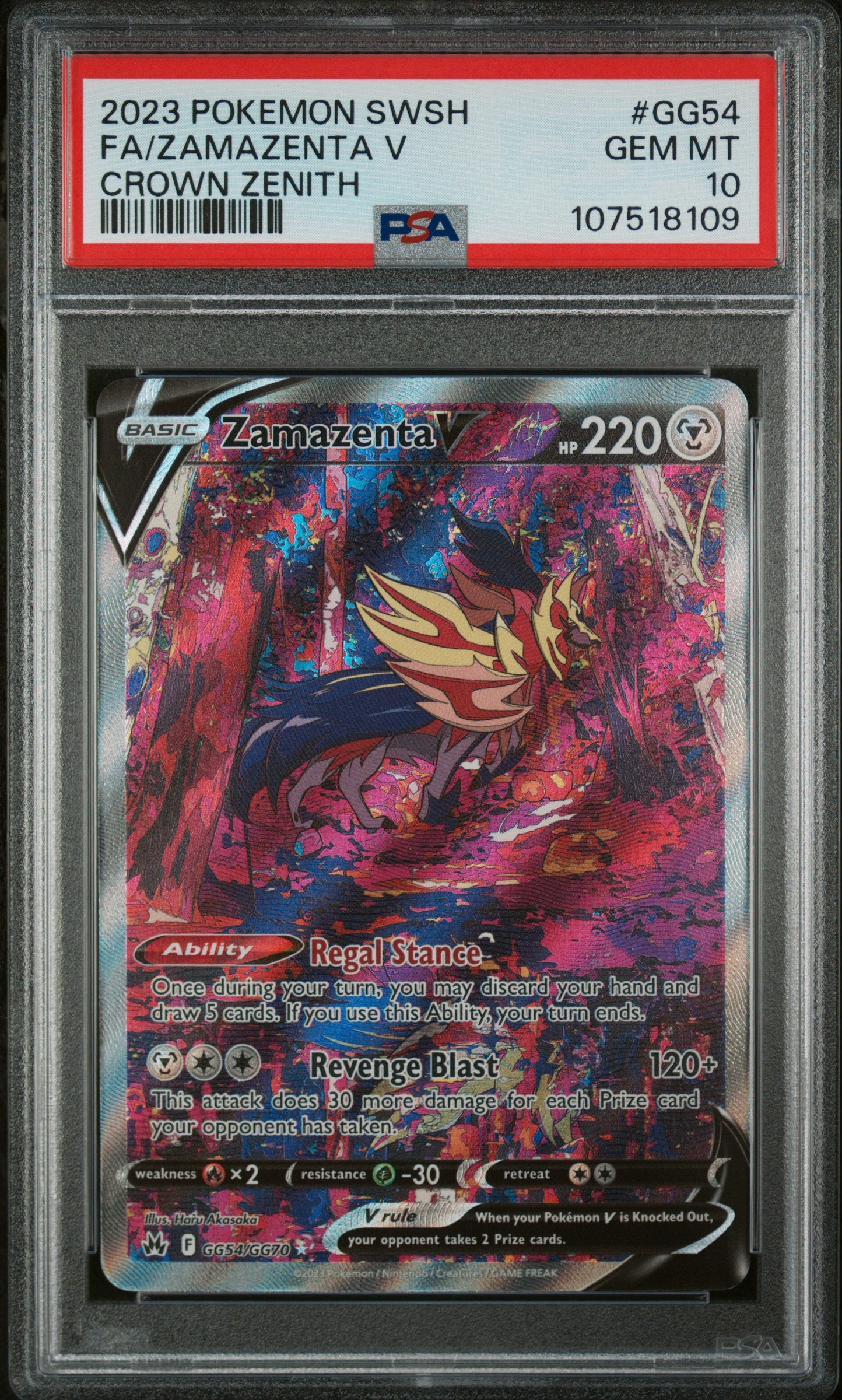 Crown Zenith Galarian Gallery  GG54/GG70 PSA10 #107518109 Zamazenta V  - Holofoil - Ultra Rare