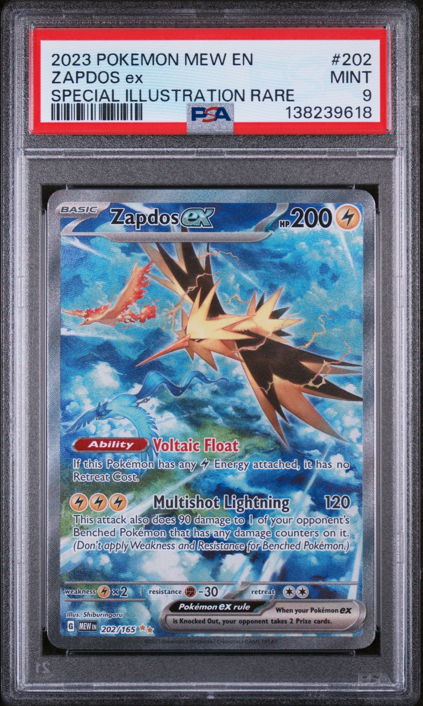 SV Scarlet & Violet 151  202/165 PSA9 #138239618 Zapdos ex  - Holofoil - Special Illustration Rare