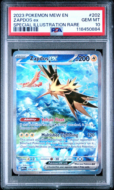 SV Scarlet & Violet 151  202/165 PSA10 #118450884 Zapdos ex  - Holofoil - Special Illustration Rare