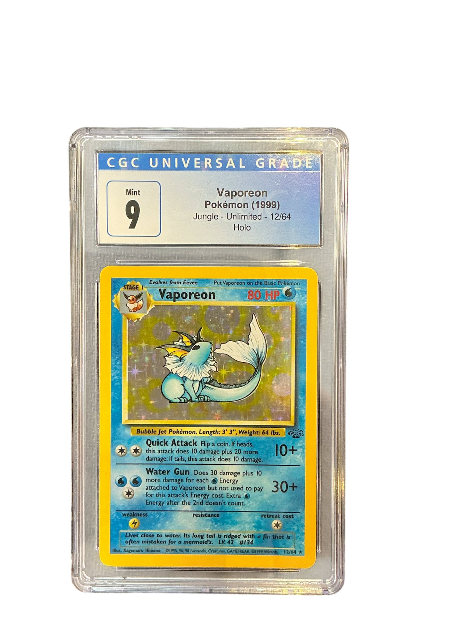 Jungle  012/64 CGC 9 #4196971021 Vaporeon (12)  - Unlimited Holofoil - Holo Rare