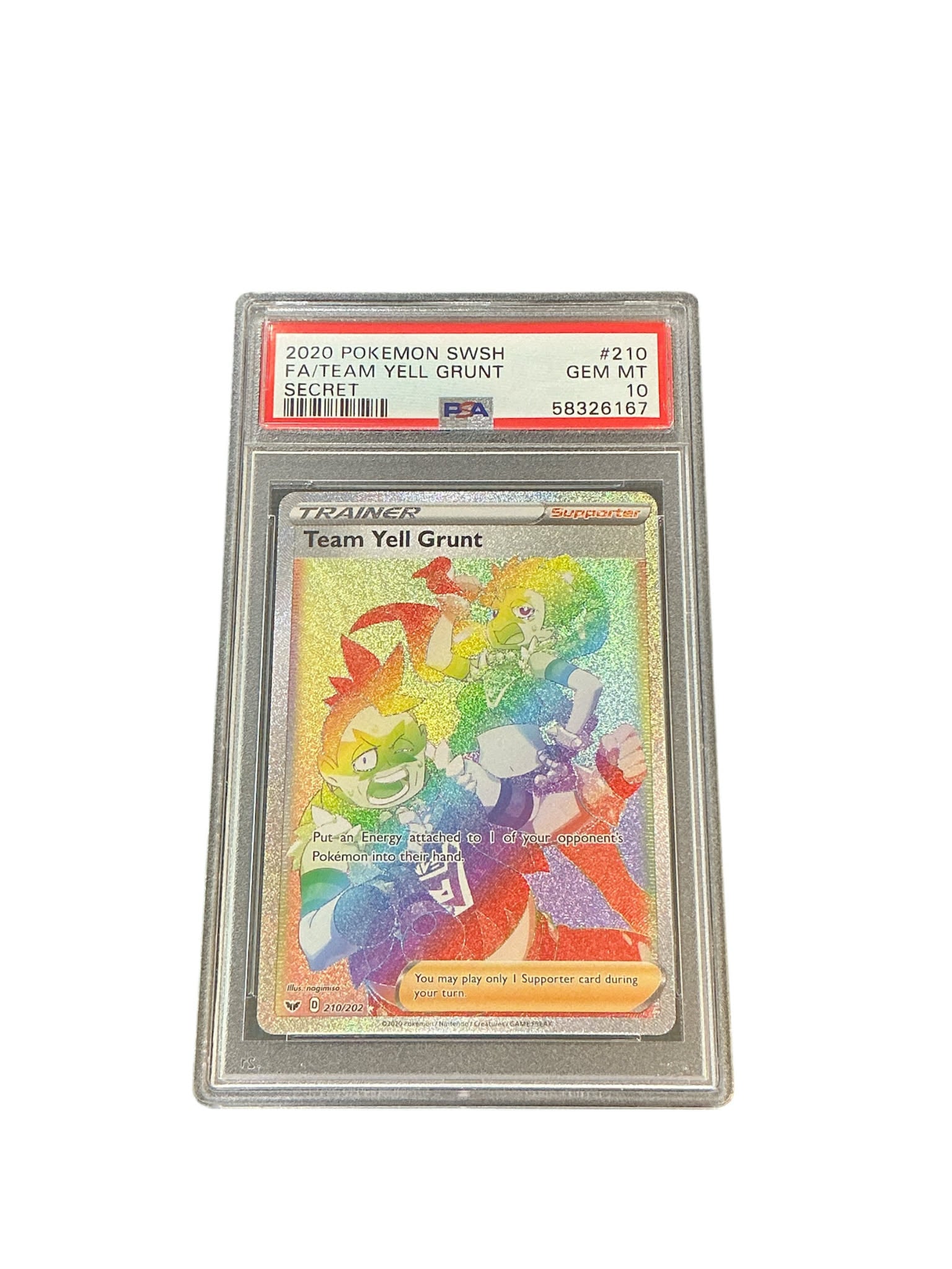 SWSH01 Sword & Shield Base Set 210/202 PSA 10 #58326167 Team Yell Grunt (Secret) - Holofoil - Secret Rare