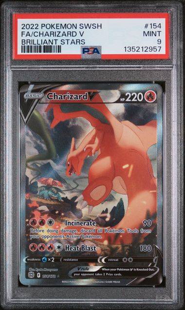 SWSH09 Brilliant Stars  154/172 PSA 9 #135212957 Charizard V (Alternate Full Art)  - Holofoil - Ultra Rare