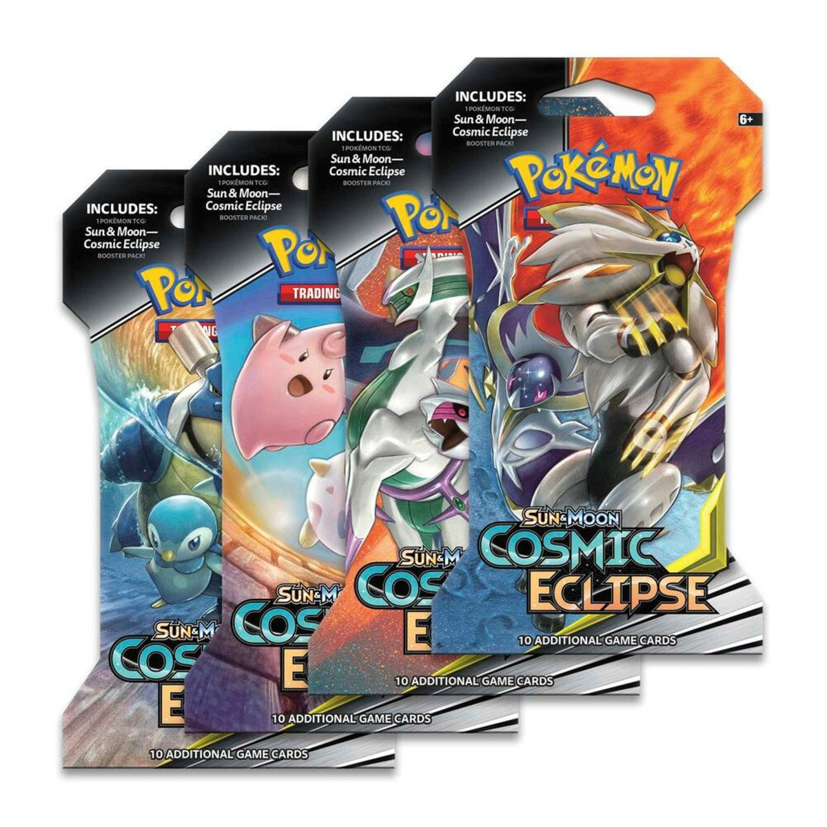 Pokemon Sun & Moon - SM12 - Cosmic Eclipse Sleeved Booster Pack Art Set (4 Packs)
