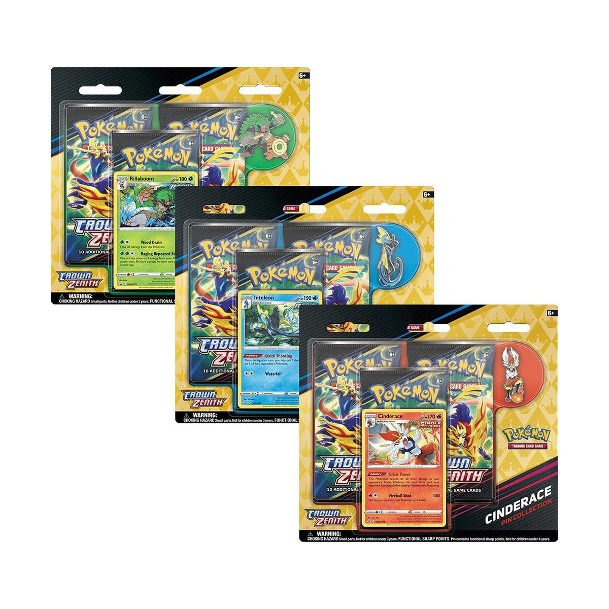 Pokemon Sword & Shield - SWSH12.5 - Crown Zenith Pin Collection (3 Packs) - Random Art