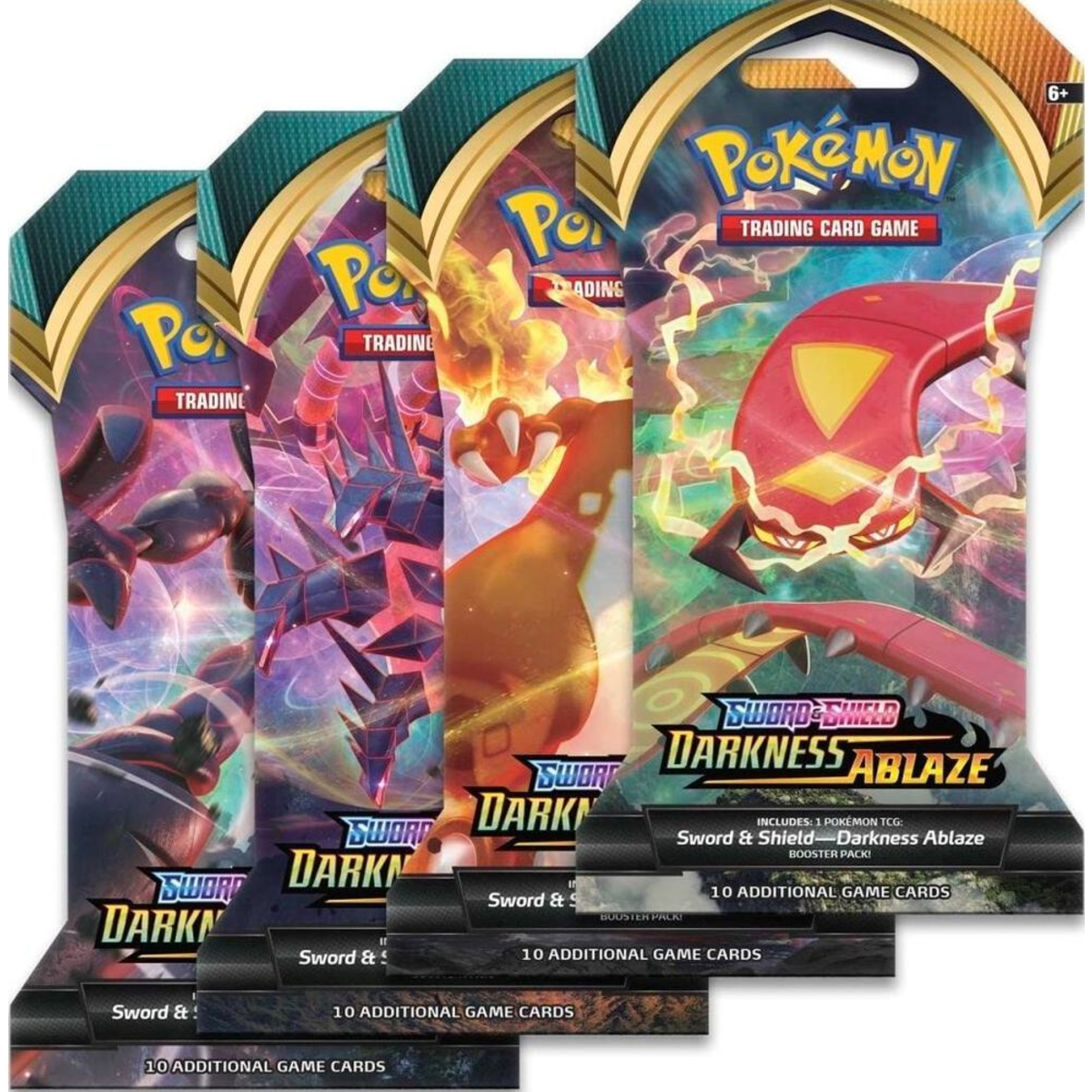 Pokemon Sword & Shield - SWSH03 - Darkness Ablaze Sleeved Booster Pack Art Set (4 packs)