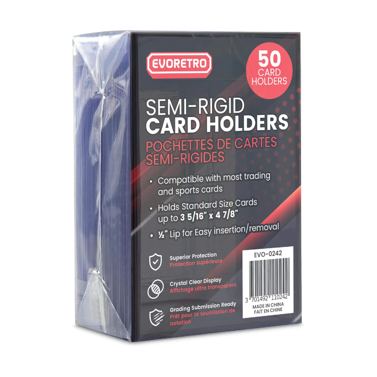 Evoretro Semi-Rigid Card Holders - 50 count