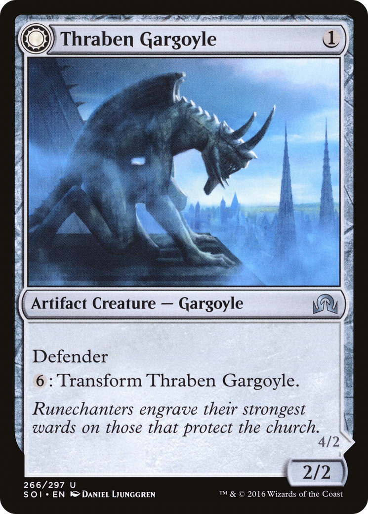 Shadows over Innistrad - (SOI-266) - Thraben Gargoyle: (Double Faced Transform) Foil