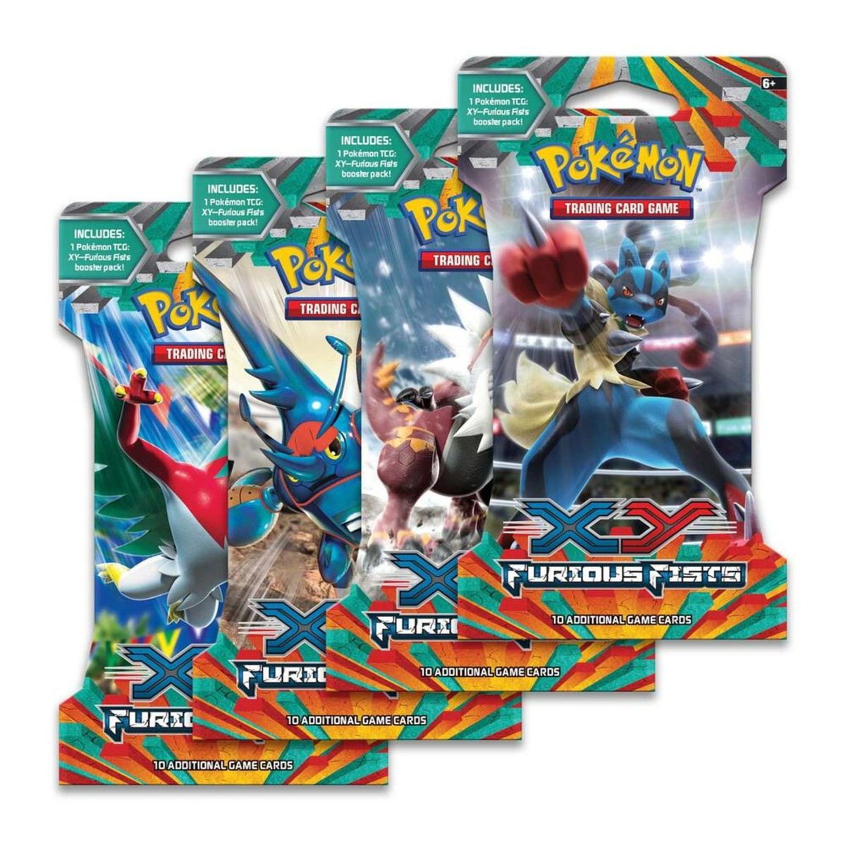 Pokemon XY - XY3 - Furious Fists Sleeved Booster Pack Art Set (4 Packs)