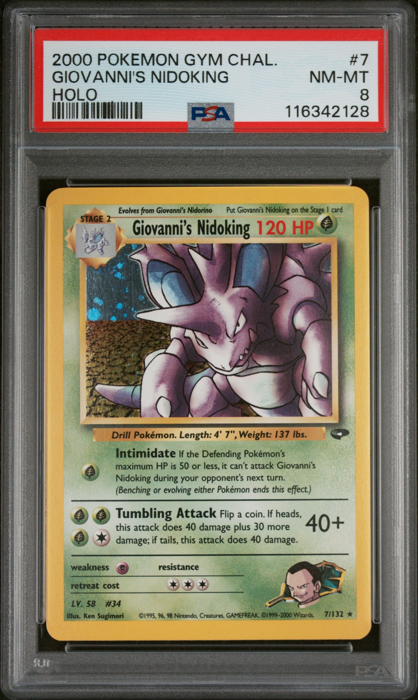 Gym Challenge  007/132 PSA 8 #116342128  Giovanni's Nidoking  - Unlimited Holofoil - Holo Rare