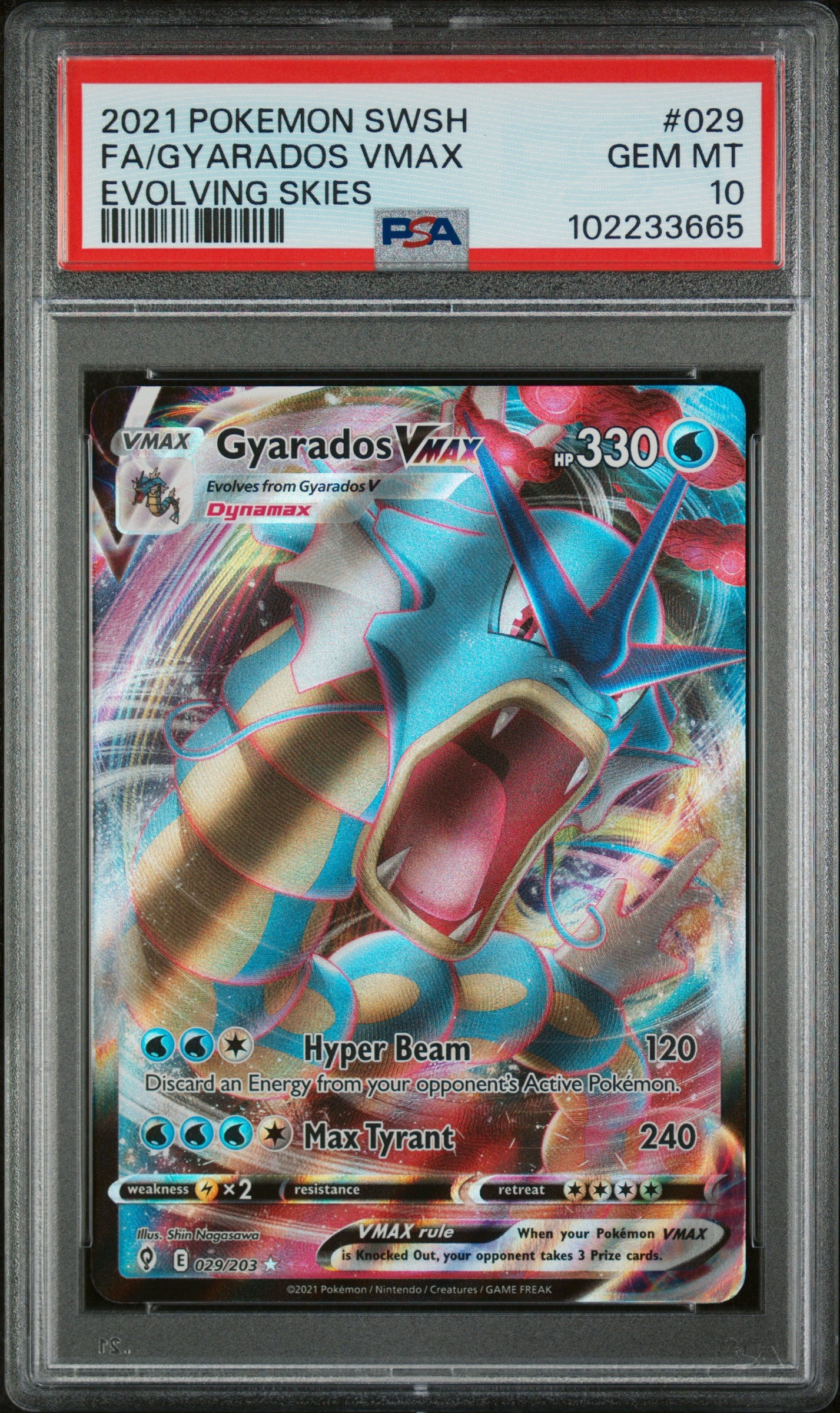 SWSH07 Evolving Skies  029/203 PSA 10 #102233665 Gyarados VMAX  - Holofoil - Ultra Rare