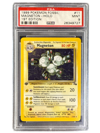 Fossil  011/62 PSA9 #26349727 Magneton (11)  - 1st Edition Holofoil - Holo Rare