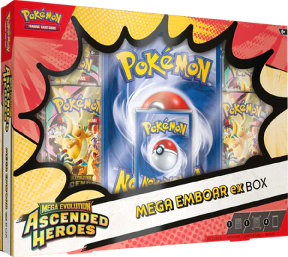 Pokemon Mega Evolution - Ascended Heroes Mega Emboar Ex Box (4 Packs)