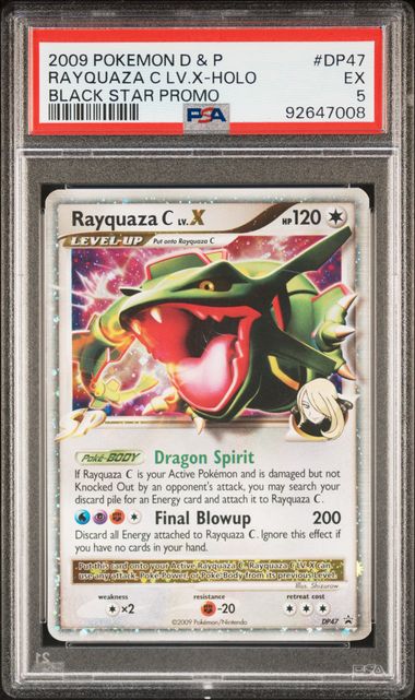 2009 POKEMON DIAMOND & PEARL BLACK STAR PROMO #DP47 PSA 5 #92647008 RAYQUAZA C LV.X-HOLO BLACK STAR PROMO