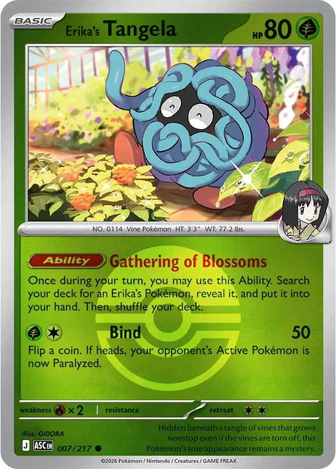ME Ascended Heroes  007/217 Erika's Tangela  - Reverse Holofoil Pokeball Pattern - Common