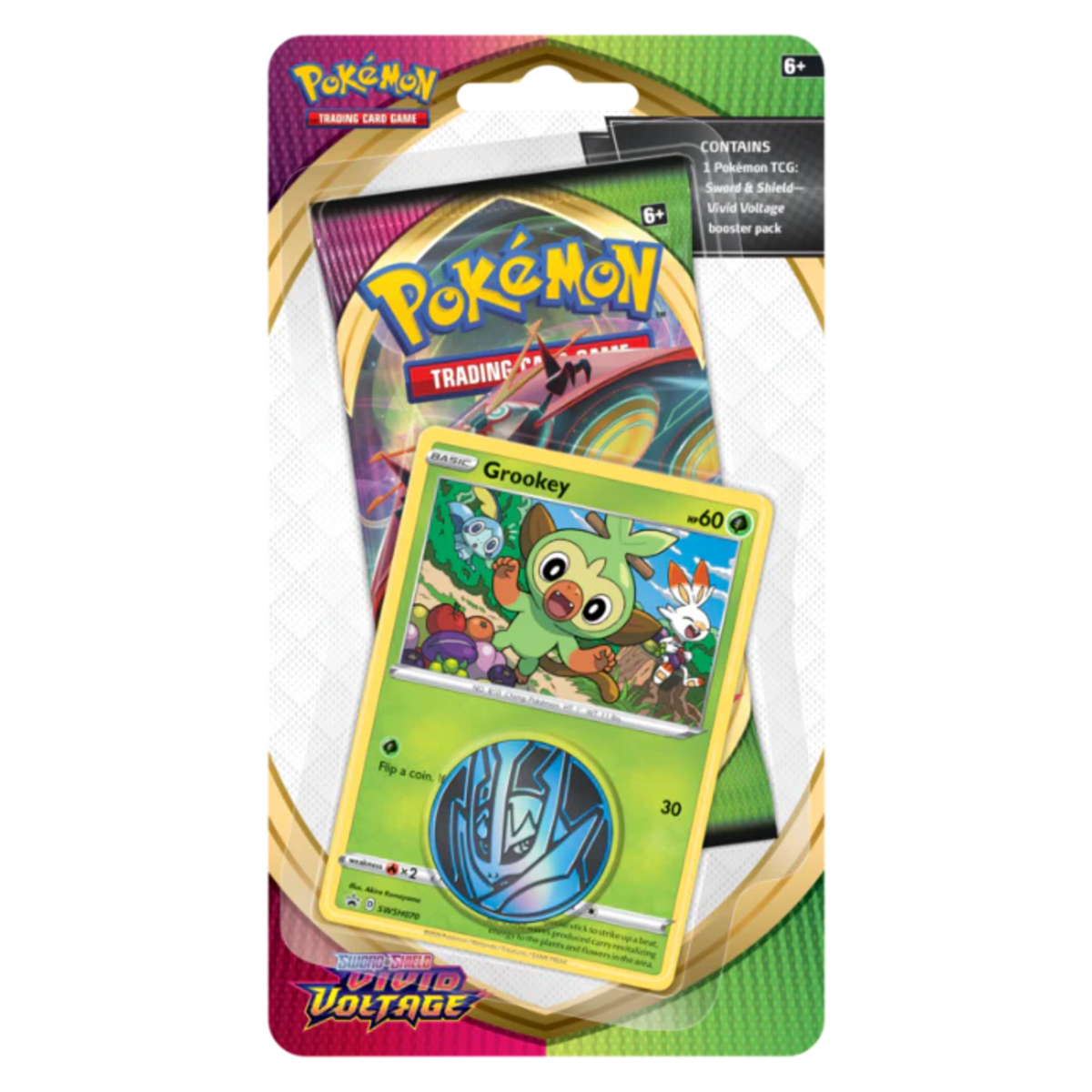 Pokemon Sword & Shield - SWSH04 - Vivid Voltage Checklane Blister Pack (Grookey)