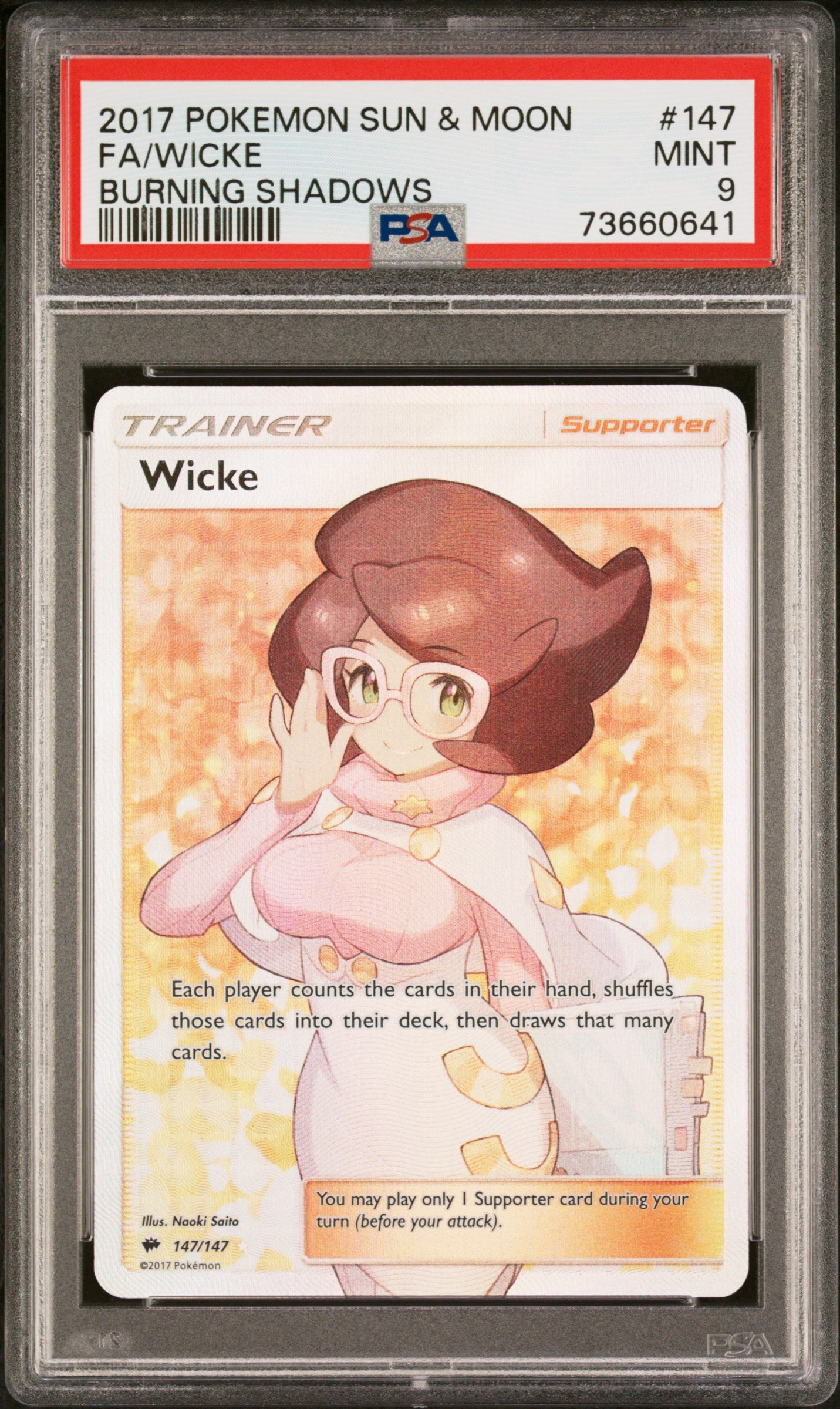 SM  Burning Shadows  147/147 PSA 9 #73660641 Wicke (Full Art) - Holofoil - Ultra Rare