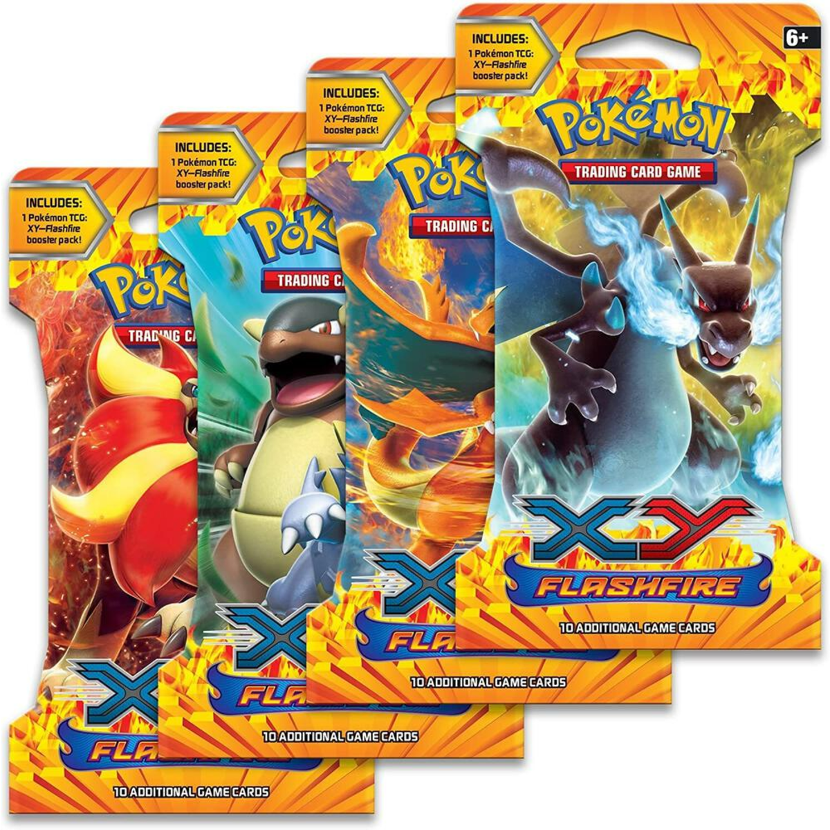 Pokemon X&Y - XY2 - Flashfire Sleeved Booster Pack Art Set (4 Packs)