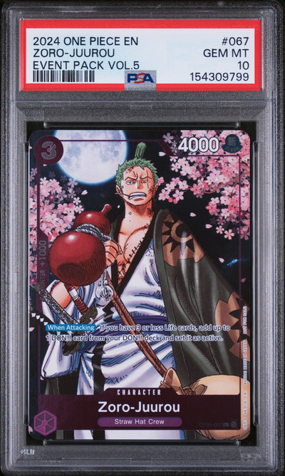 One Piece Promotion Cards  OP05-067 PSA 10 #154309799 Zoro-Juurou (Event Pack Vol. 5) (OP05-067)  - Foil - Rare